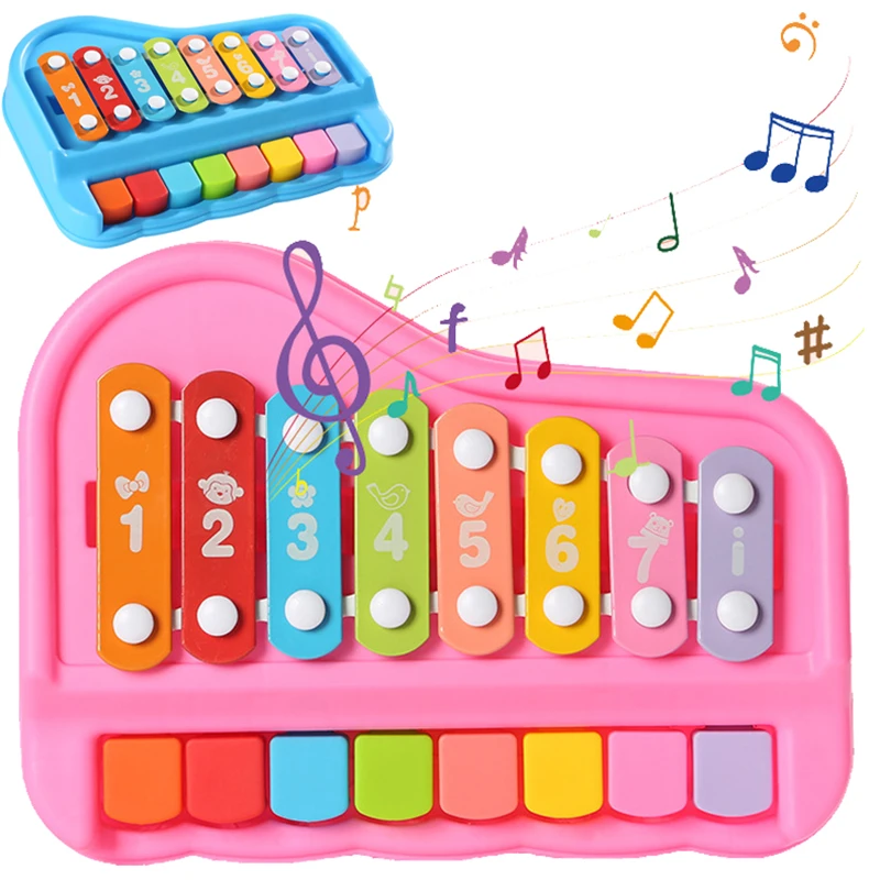 2 in 1 Baby Music instruments Montessori Toys 8-note Xylophone Piano Parish Music Play Educational Games Travel Toys for Toddler