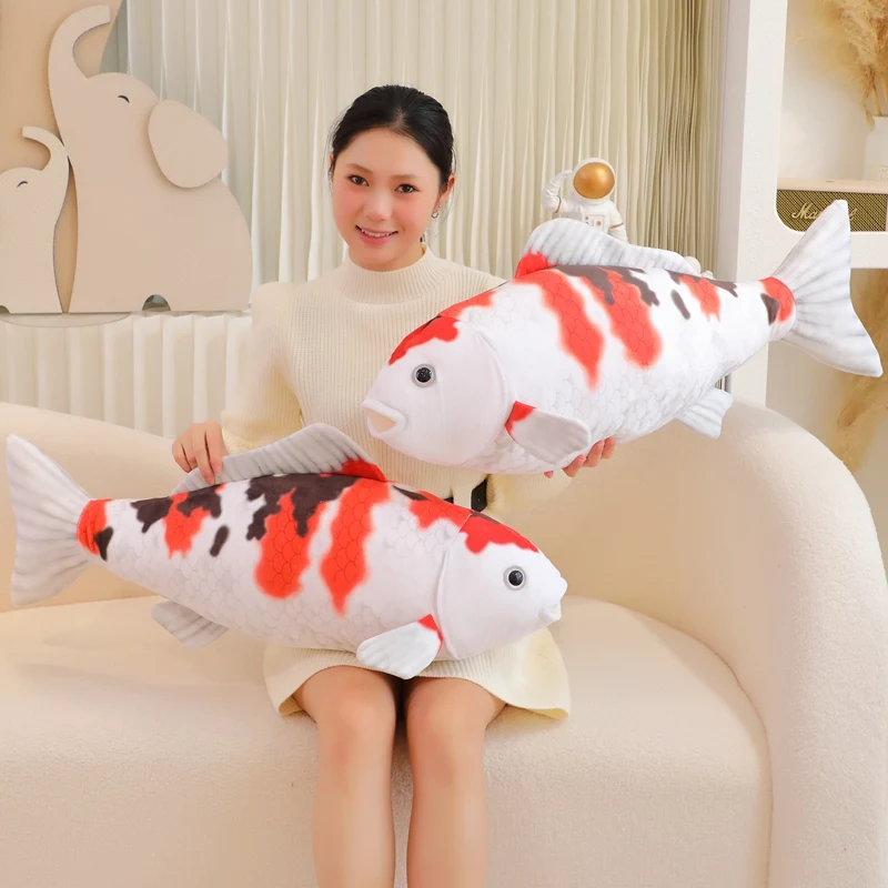 

75cm Giant Cartoon Simulation Carp Plush Toys Soft Stuffed Animals Cute Koi Fish Dolls for Kids Birthday Gifts Kawaii Room Decor