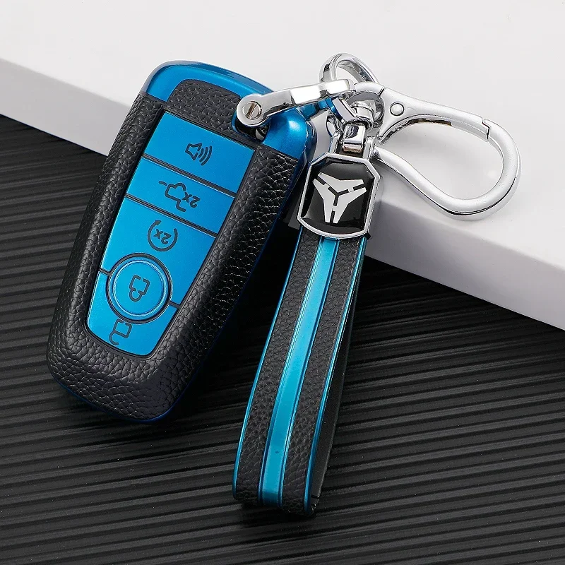 Shell 5Buttons Soft TPU Leather Car Key Case Cover For Ford Explorer Mustang Fusion Escape F150 F250 F350 F450 F550 Ford Raptor