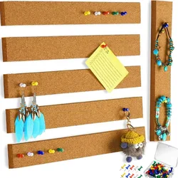 5pcs Cork Board Strips With 50pcs thumbtack Self Adhesive Small Cork Board for Wall Desk Home Classroom Office for Paste Notes