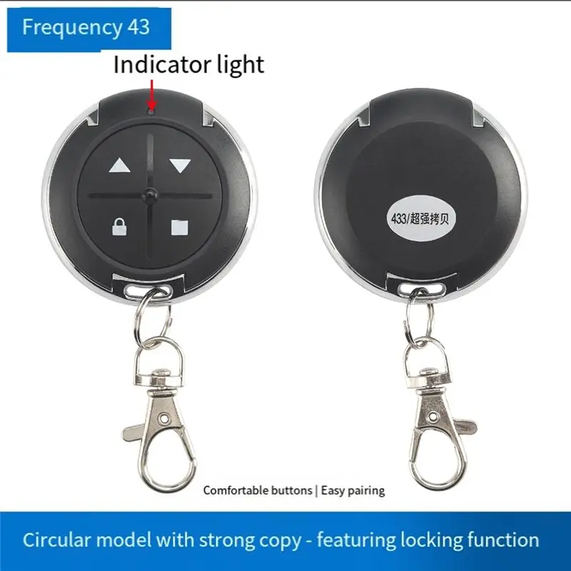 RF Wireless Transmitter 2Pcs 433Mhz Copy Remote Control 4 Buttons Round Cloning For Gate Garage Door Light Switch-A09I