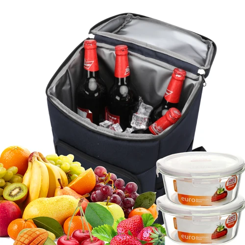 Imagen 2 del producto Mochila térmica DENUONISS, bolsa térmica aislante para nevera, bolsa refrigerada portátil impermeable gruesa con abridor de botellas