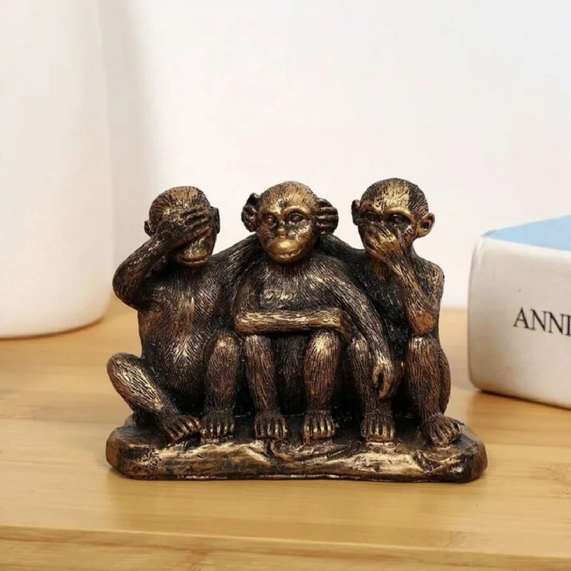 1 Uds. Artículos decorativos artesanales de resina creativos de tres no monos, artículos de decoración del hogar, regalos para festivales/cumpleaños
