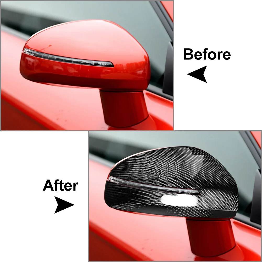 Real Carbon Fiber Car Rearview Door Mirror Cover Side Wing Mirror Protective Cap For Audi TT TTS TTRS MK2 R8