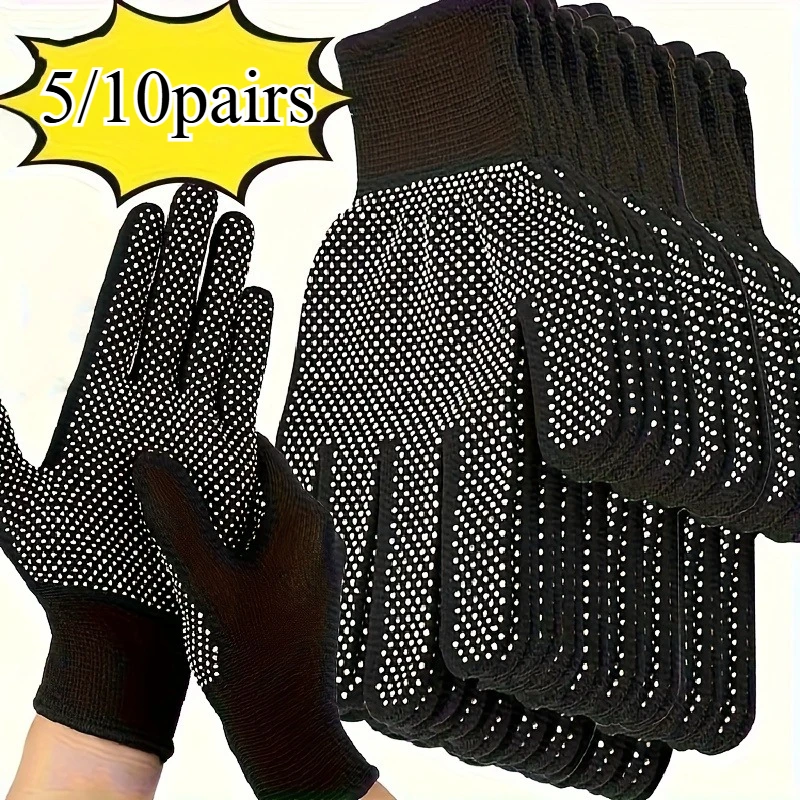 5/10 pairs of nylon rubber dot gloves - labor protection, fishing, gardening, outdoor cycling gloves, tea-picking gloves