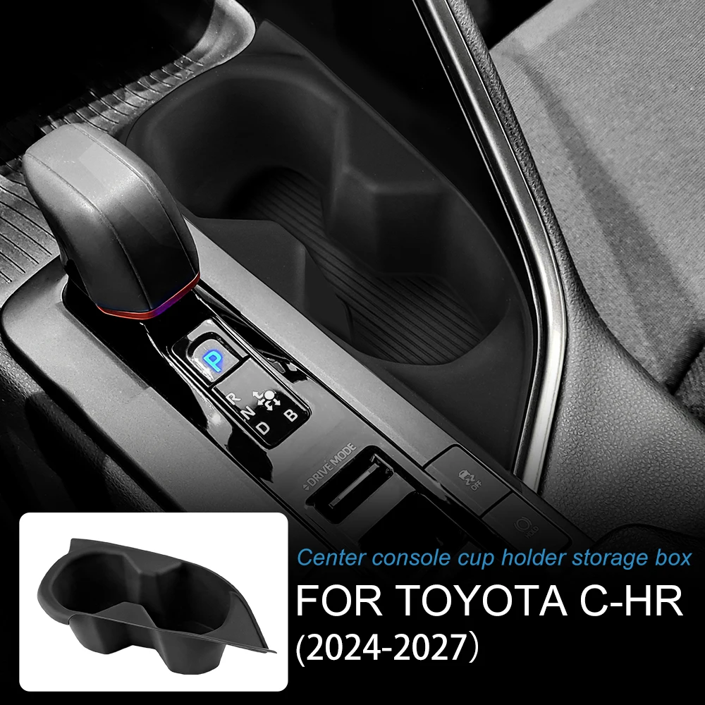 Für TOYOTA C-HR 2024 2025 2026 2027 Auto-Mittelkonsolen-Getränkehalter-Aufbewahrungsbox Kratzfestes, verschleißfestes Silikon-Dekor-Zubehör