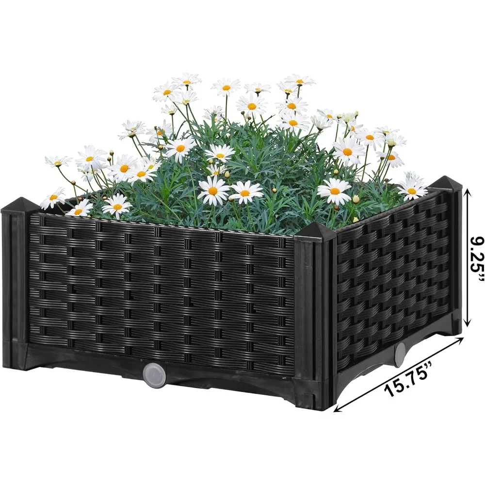 سرير حديقة مرتفع بدون براغي صندوق زراعة خارجي سهل التجميع وبستنة بلاستيكية متينة للزهور والأعشاب والخضروات #3
