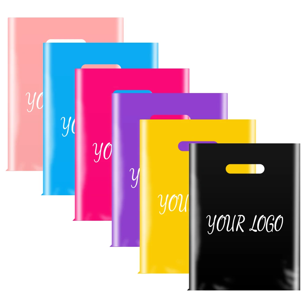 100 Uds. Bolsas de plástico con logotipo personalizado, bolsas de regalo, embalaje opaco, bolsas de compras de Boutique Postal, bolsas con logotipo impreso