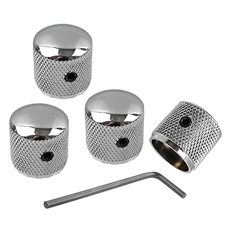 4Pcs Metal Volume Tone Dome Tone Guitar Speed Control Knobs with Screws for Strat LP Electric Guitar or Bass