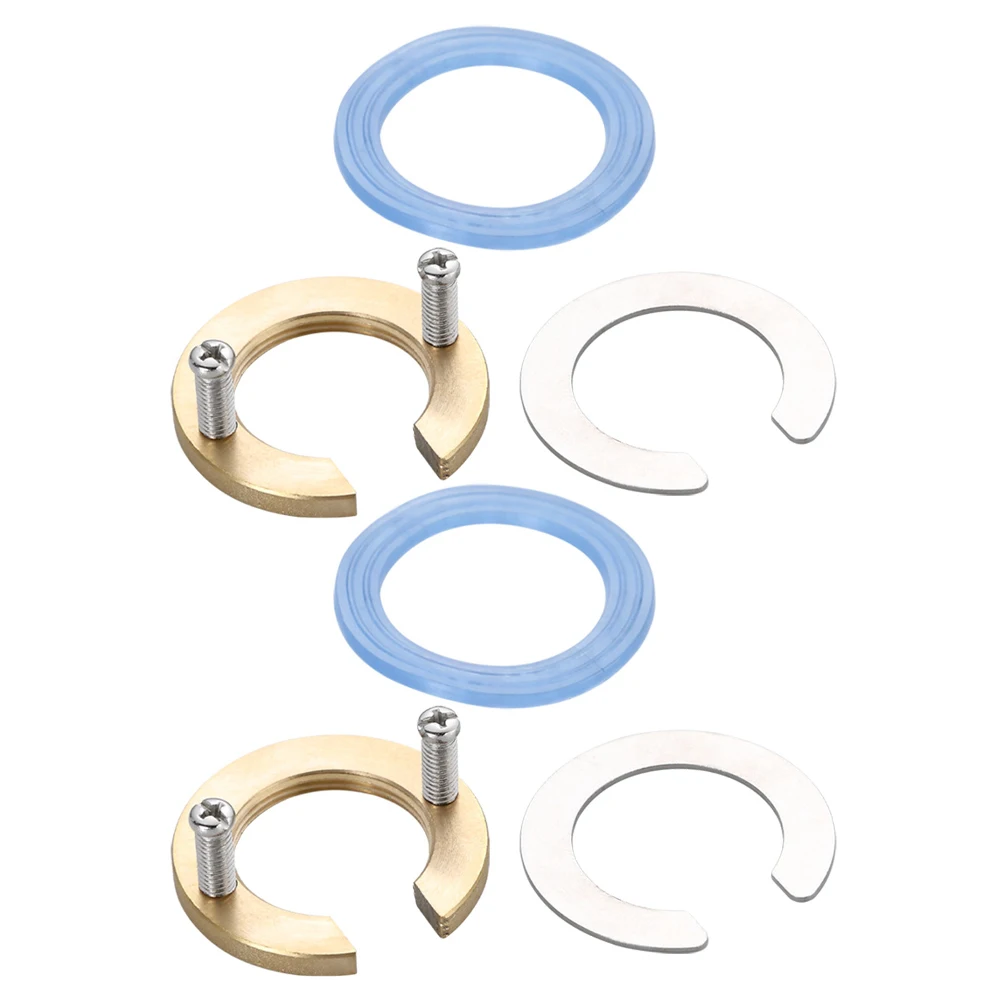 

2 Sets Faucet Nut Silicone Metal Washers Bracket Kitchen Accessories Basin Sink Tap Mounting Set Antiloosing Cap Fastening