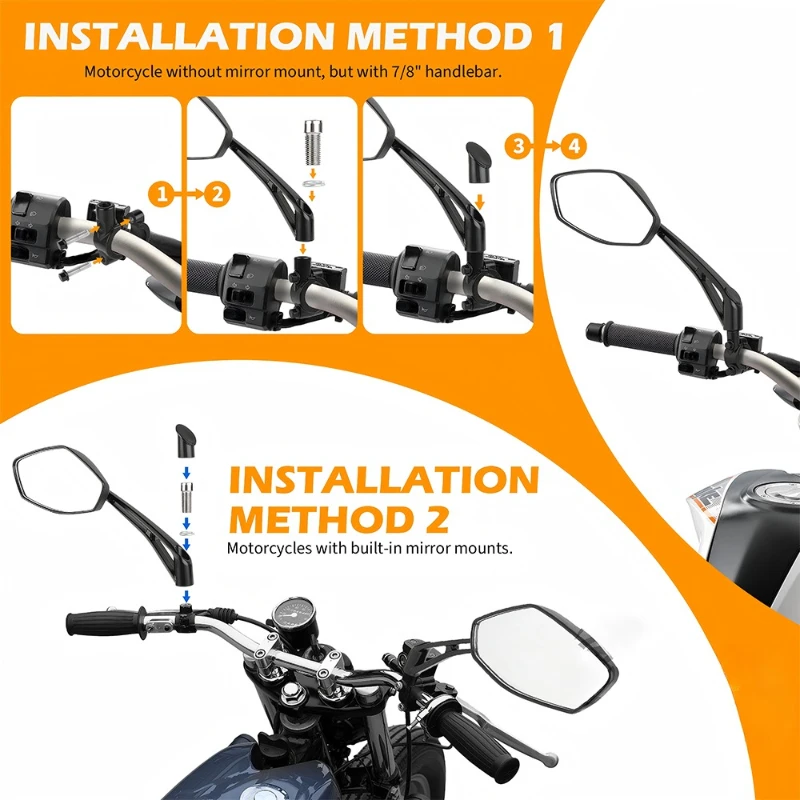 Motorcycle Rearview Mirror Side Mirrors Motorbike ATV Scooter For KYMCO MBK Booster 50CC Spirit Nitro 50 50CC Stunt Cityline