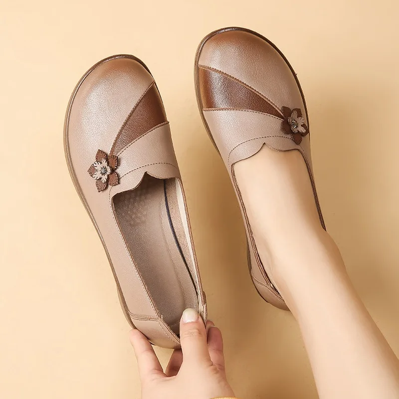 24-Stunden-Versand Ballerinas Damen Casual Walkingschuhe Oma-Damen-Komfort-Mokassins Rutschfeste Damen-Slipper Nicht-Leder – Detail 28