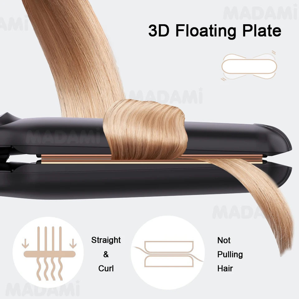 Infrared Hair Straightener Curler Titanium Plate Fast Heating Flat