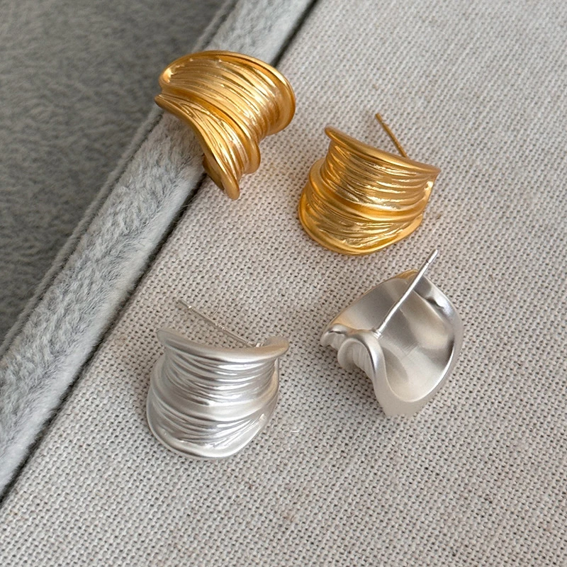 Silver Needle Brushed C-shaped Metal Niche Fashion Trend Versatile Minimalist Style Light Luxury High-end Earrings Women Gifts