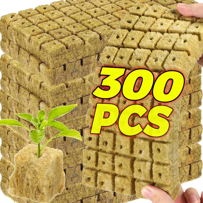 50/300PCS Planting Sponge Stone Wool Starter Plugs Hydroponic Grow Media Cubes Home Greenhouse Garden Supplies Seedling Block