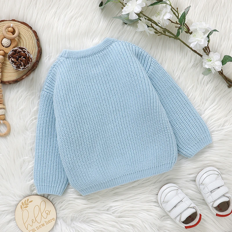 Baby Sweater Knitted Newborn Kid Clothing Fashion Embroidered Letters Tops Outerwear Infant Girl Boy Pullover Long Sleeve Autumn
