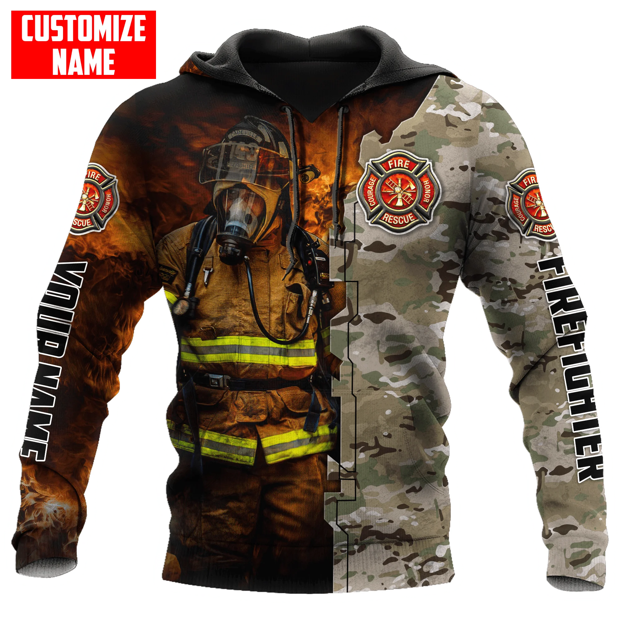 Personalized Name Firefighter 3D Printed Mens Sets Hoodie & Joggers pants Autumn Unisex Sweatpants Casual Tracksuits LMSTZ01