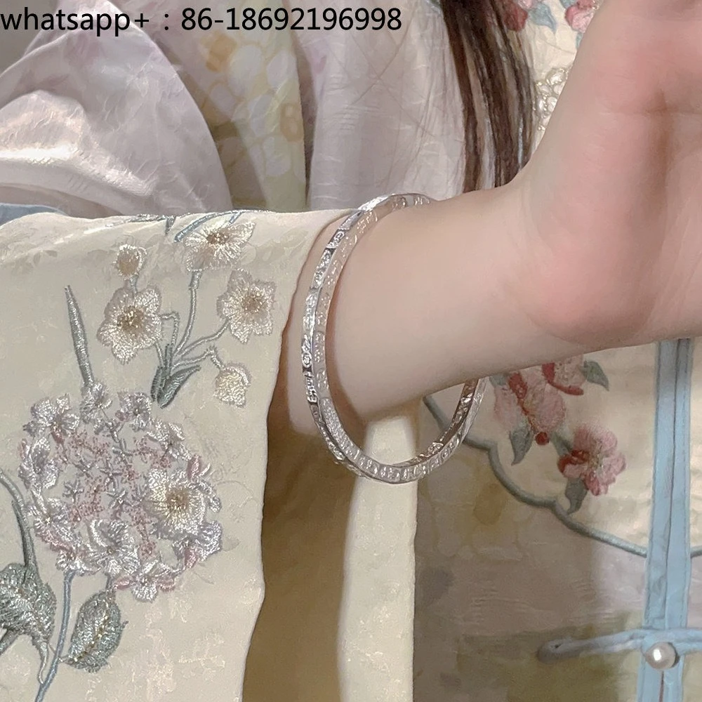 Sifang Jiyan Silver Bracelet Women's Sterling Silver 9999 Foot Silver Peace and Joy Closed Solid Bracelet