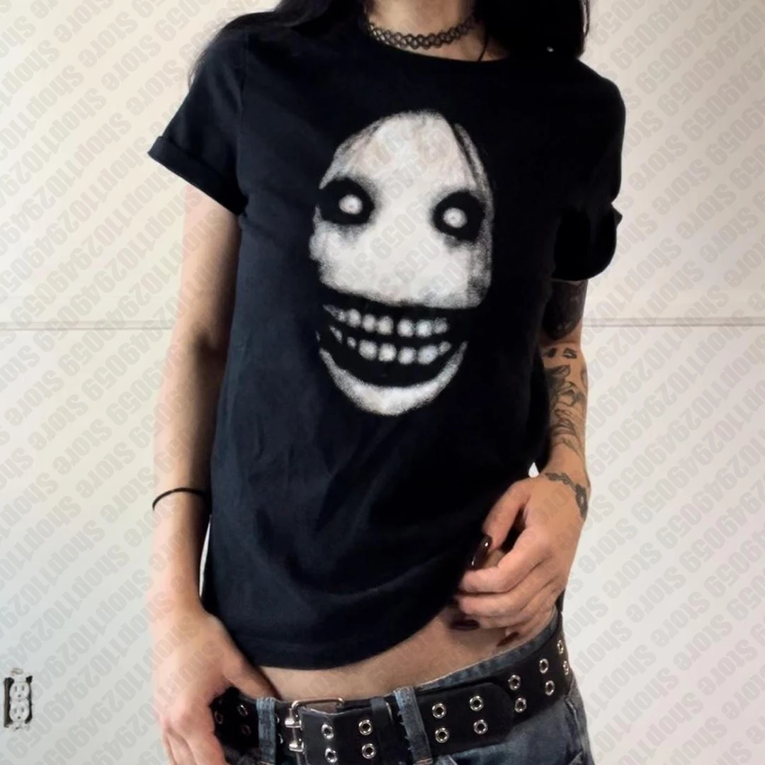 

GothicCroped Tops Fun Kitten Print Vintage Women Casual Streetwear Aesthetic Short Sleeve T-Shirt Y2k Emo Girl Clothes Baby Tee