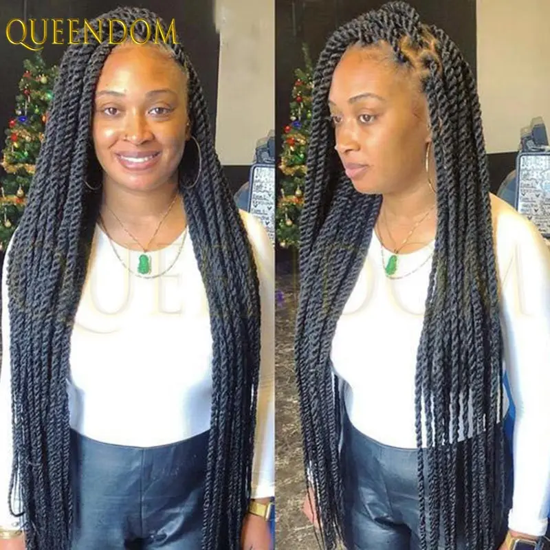 36 "peruca frontal de renda completa sintética senegalesa torção trançada perucas borgonha caixa sem nós loira trançada faux locs para preto