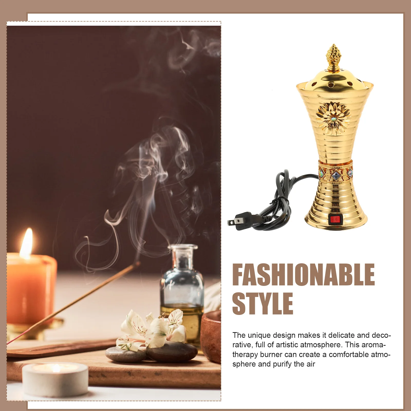 

Electric Incense Burner Censer Storage Holder Stove Iron Retro Frankincense Home Decor Lightweight Compact Size