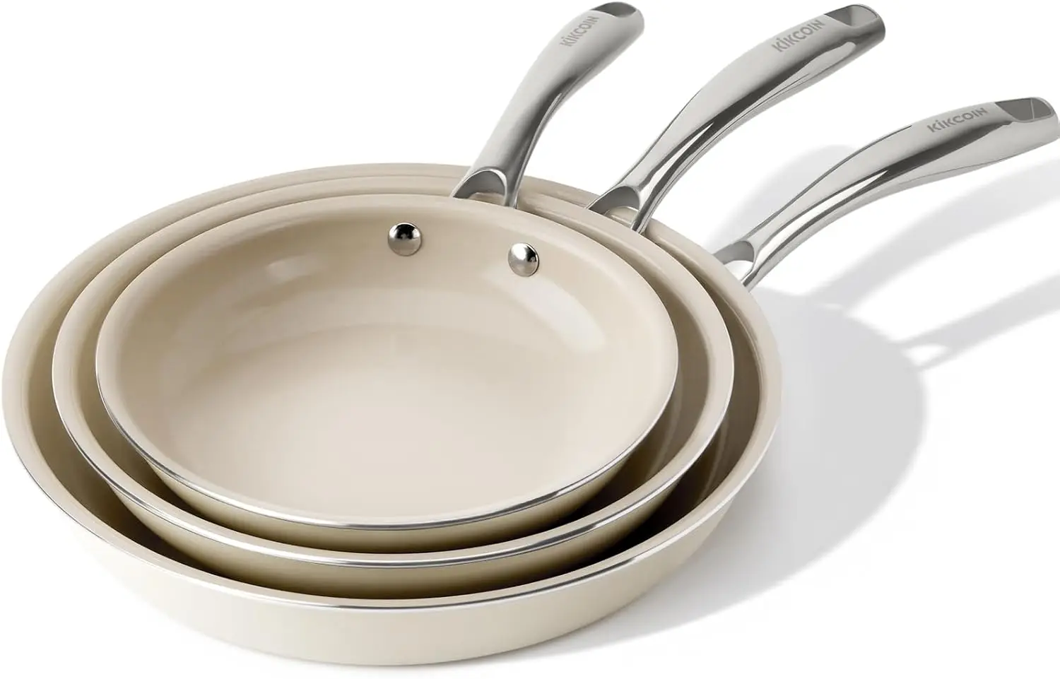 

Ceramic Nonstick Skillet Set Healthy, non-toxic cookware Dishwasher safe / Oven safe Free from PFAS, PTFE, and PFOA