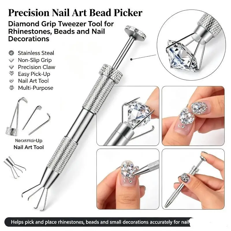 4 Jaw Holder Tweezers Piercing Ball Grabber Small Jewelry Beads Diamond Claw Tweezer Puller Tool For IC Chip Gems Nuts