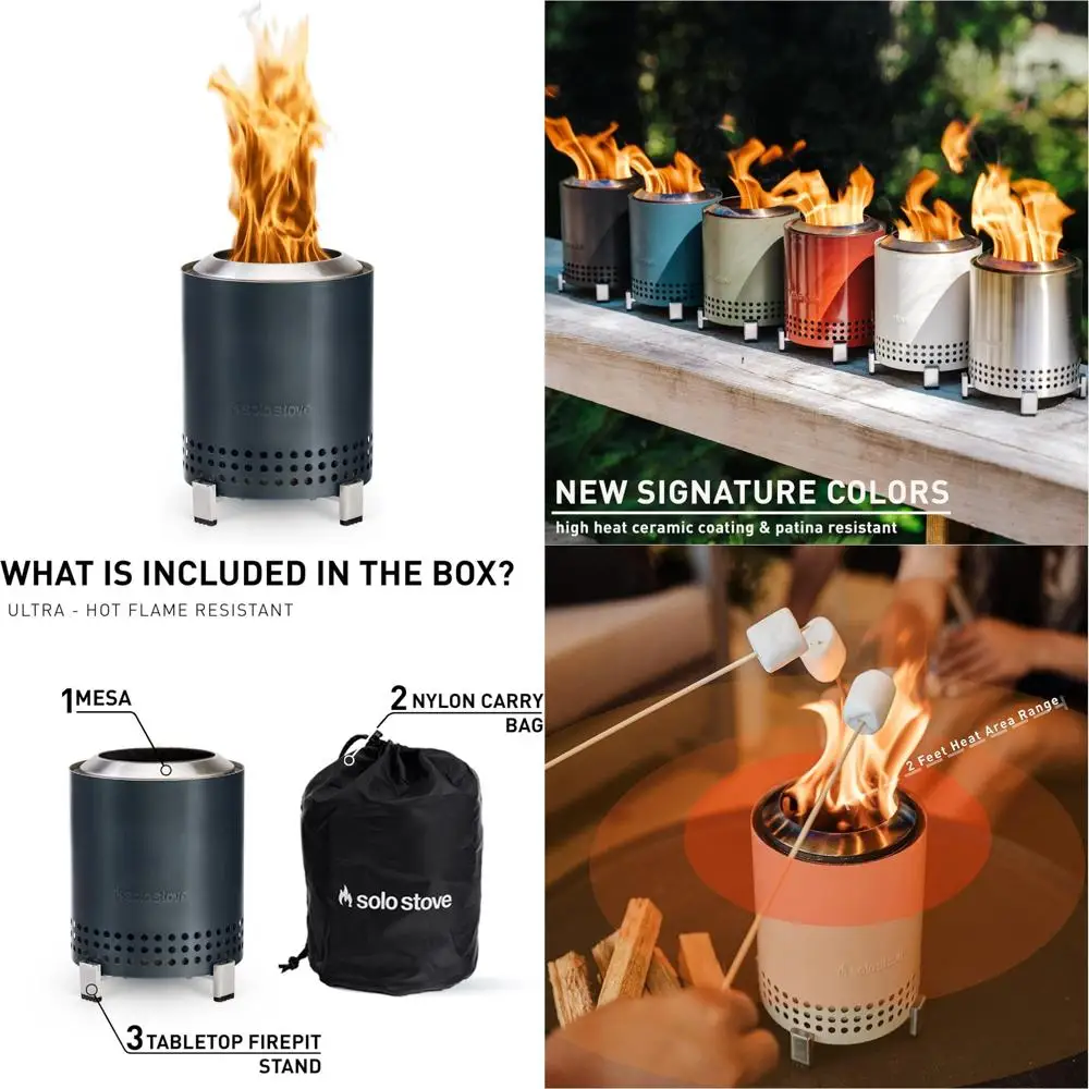 

Smokeless Stainless Steel Tabletop Fire Pit, 5.1 Inch Outdoor Patio Wood Burning Fire Pit for Camping and Relaxation