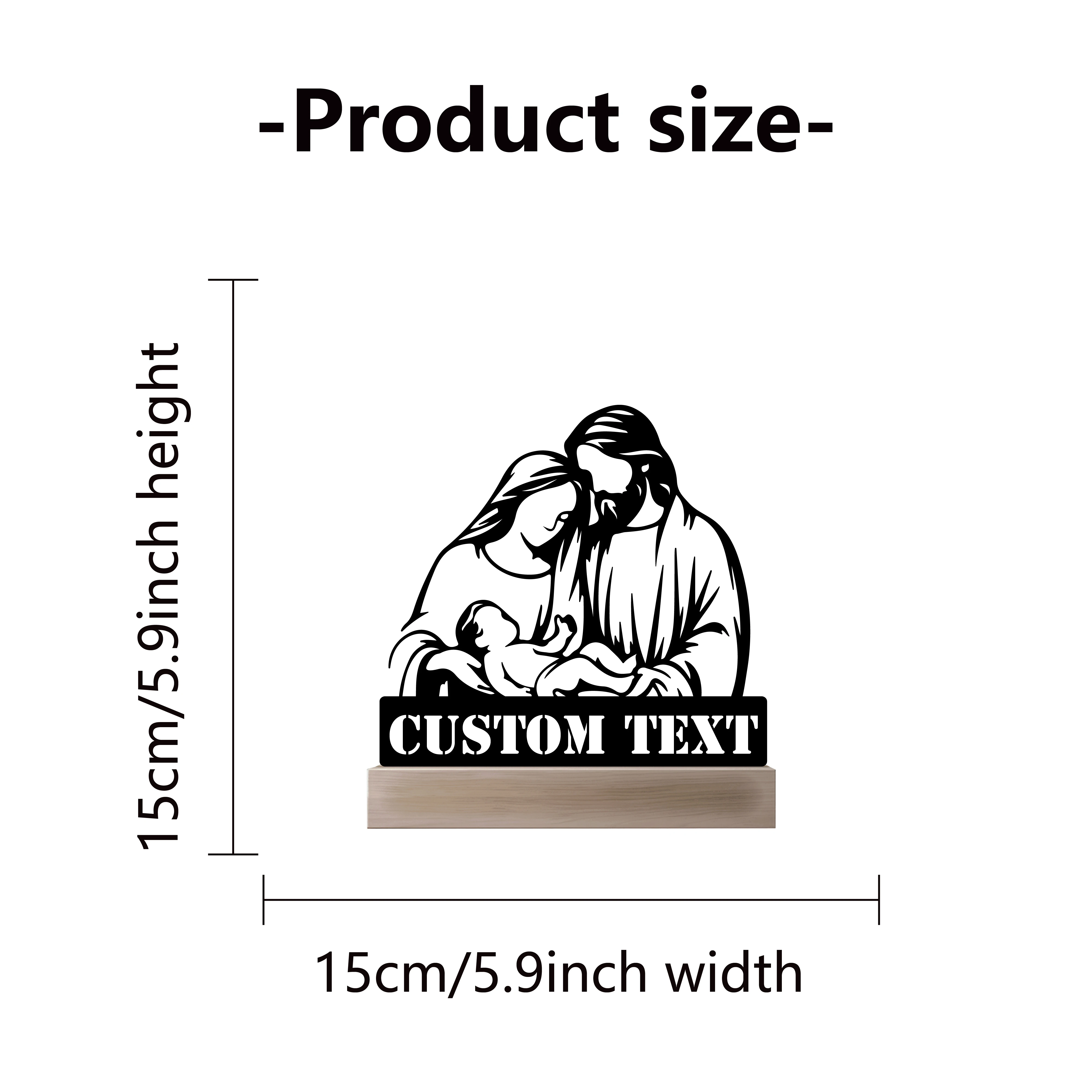 รูปปั้นโลหะพระเยซูพร้อมฐานไม้ งานศิลปะตกแต่งบ้าน 1 ชิ้น (สามารถสลักชื่อได้)