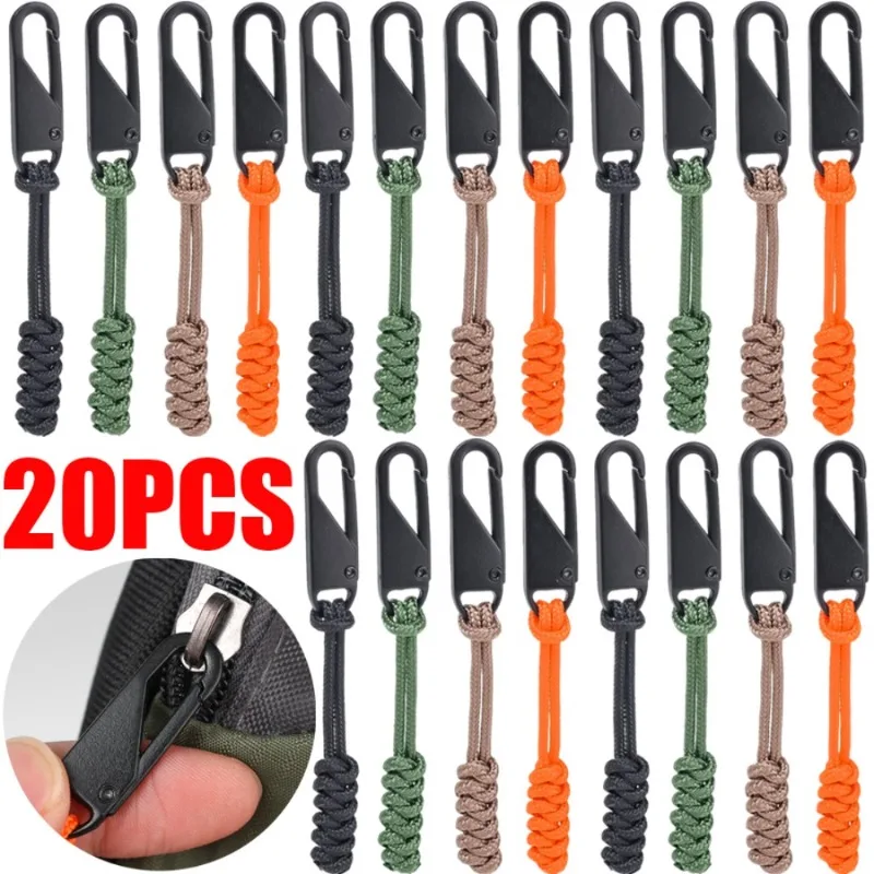 1/20pcs Woven Rope Metal Detachable Zipper Pullers Repair Kits for DIY Craft Sewing Repair Accessories Outdoor Bag Puller Zipper