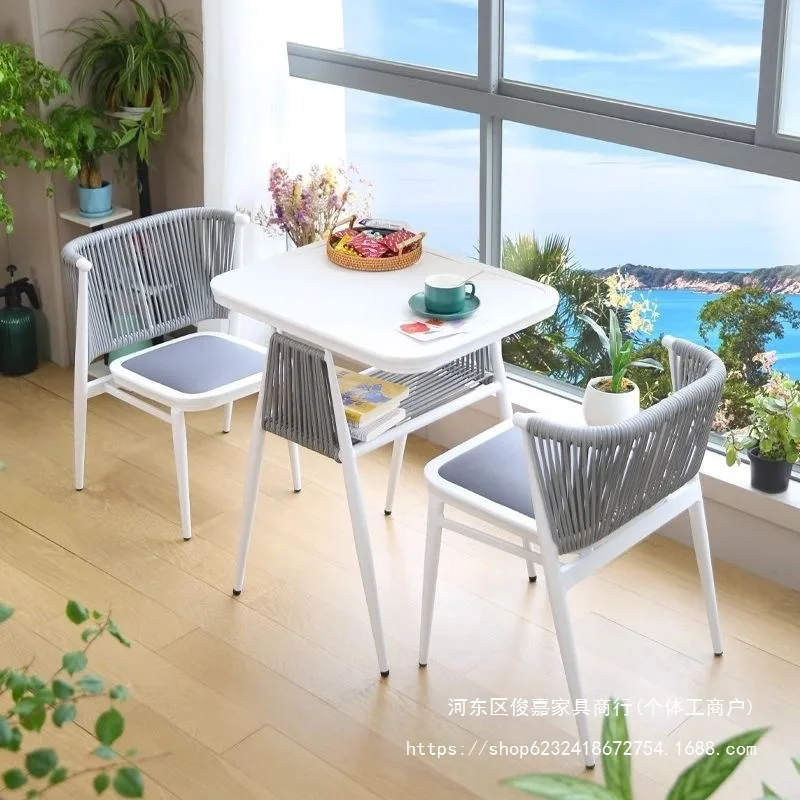 Balcony rattan chair simple casual small tea table three-piece set one table and two chairs