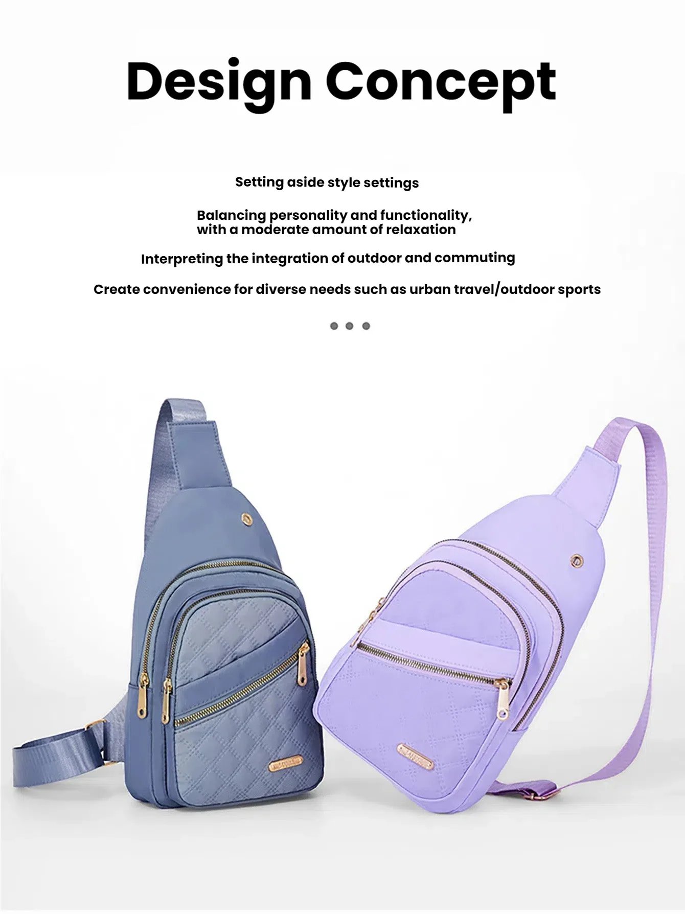 Freizeit-Stepp-Umhängetasche für Damen, Brusttasche mit Kopfhörerloch, Outdoor-Wandertasche, geeignet für den täglichen Gebrauch und Reisen – Detail 1