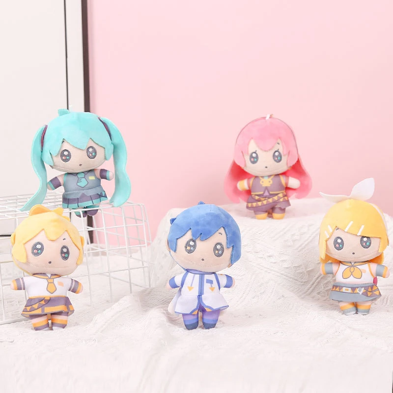 New Hatsune Miku peluche portachiavi 14cm Anime kito MEIKO Series Len Rin carino morbido farcito bambola portachiavi ciondolo borsa regalo per