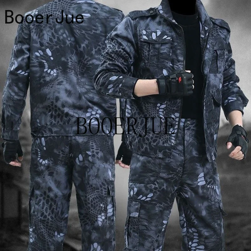 Hunting Hiking Sports Uniform Men's Tracksuit Outdoor Tactical Suit Black Python Wear-resistant Overalls Labor Insurance Cloth