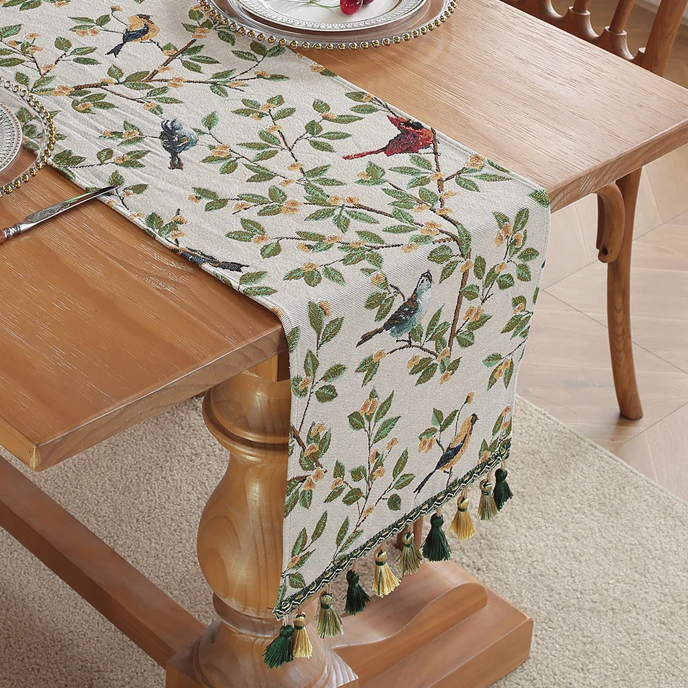 American Retro Table Runner Jacquard Weave Tassel Table Cloth Home Decoration And Accessories Dining Table Cover Cloth