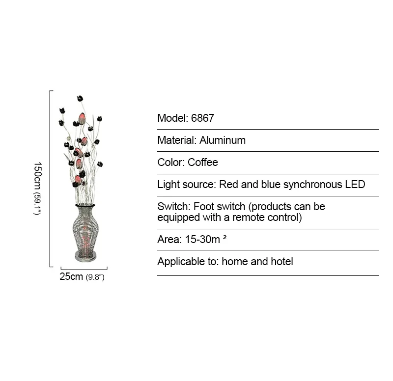 DLMH 모던 플로어 램프, 세련된 아트 거실 침실 호텔 엔지니어링 알루미늄 와이어 LED 장식 스탠딩 조명