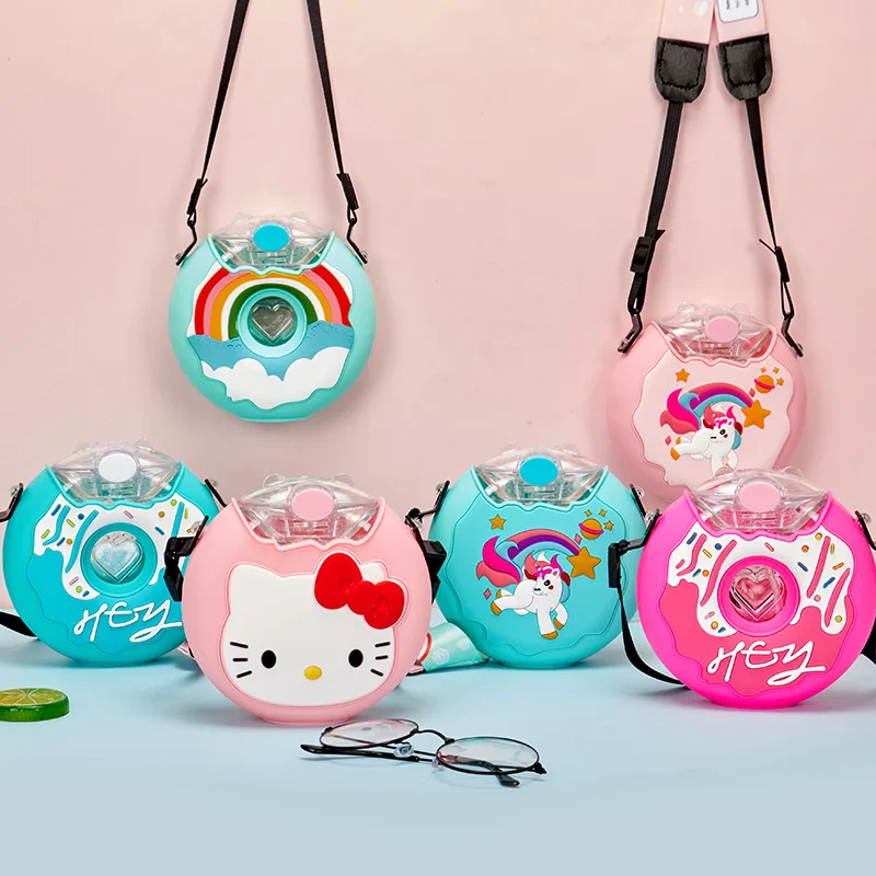 Sanrio Hello Kitty Kuromi My Melody Cinnamoroll Student Plastic Cartoon Straw Cup Cute Portable Water Cup bottles for girls