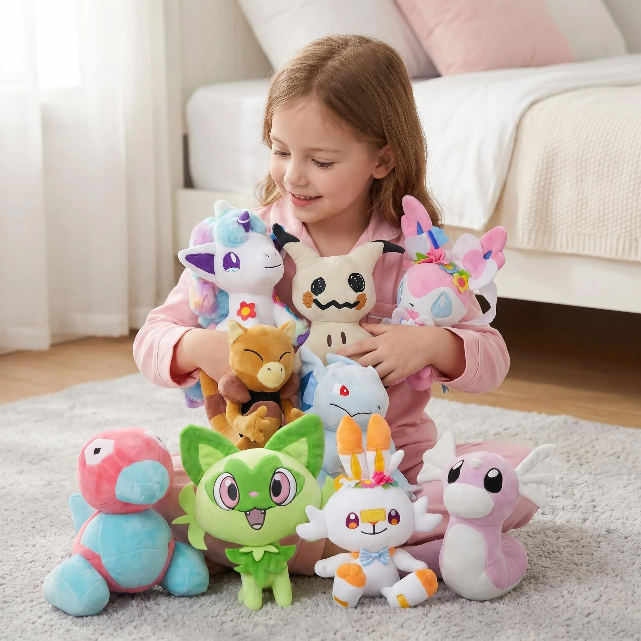 

Pokemon Plush Toy Scorbunny Sylveon Ponyta Plushies Toys Pikachu Peluche Mimikyu Nidorina Porygon Emolga Stuffed Dolls Kids Gift
