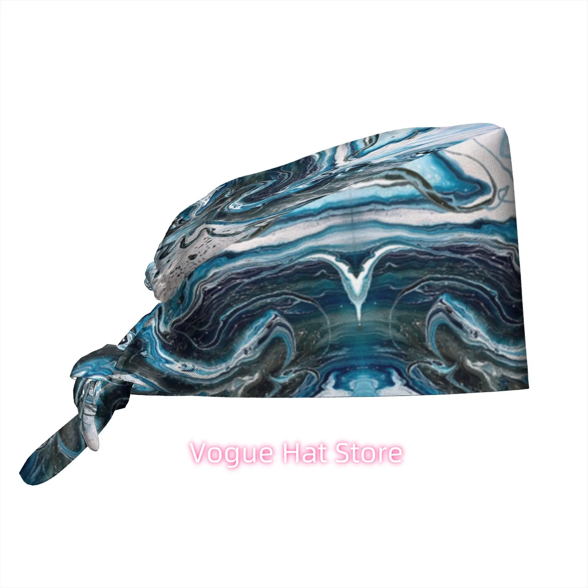 1pc Adjustable Work Cap Abstract Blue Swirl Pattern Fashion Cap Artistic Elegant Style Party Travel Relaxing Summer Beach Gift U