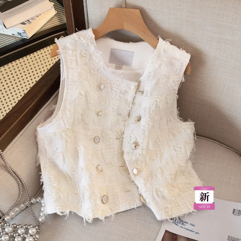 Round Neck Temperament Spring New Double Row Sleeveless Tassel Fashion Vest Jacket