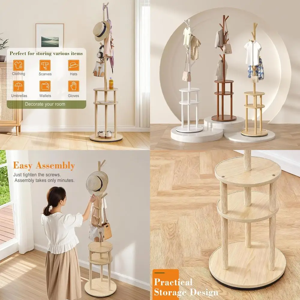 

Напольная вешалка для одежды, вешалка для прихожей, подставка для зонтов, вешалка-стойка с крючками, металлическая напольная вешалка-дерево из светлого дерева