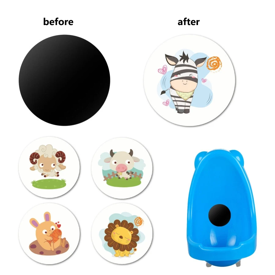 

5Pcs Changing Sticker For Kids Potty Color Thermochromic Toilet Sticker Urinal Training Waterproof Color Changing Toilet Sticker