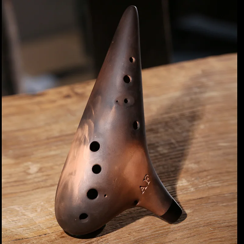 Ceramic Ocarina 12 Holes Purple Sand Smoked Ocarinas Xun Music Flute Professional Orff Instruments for Beginners Playing Gifts