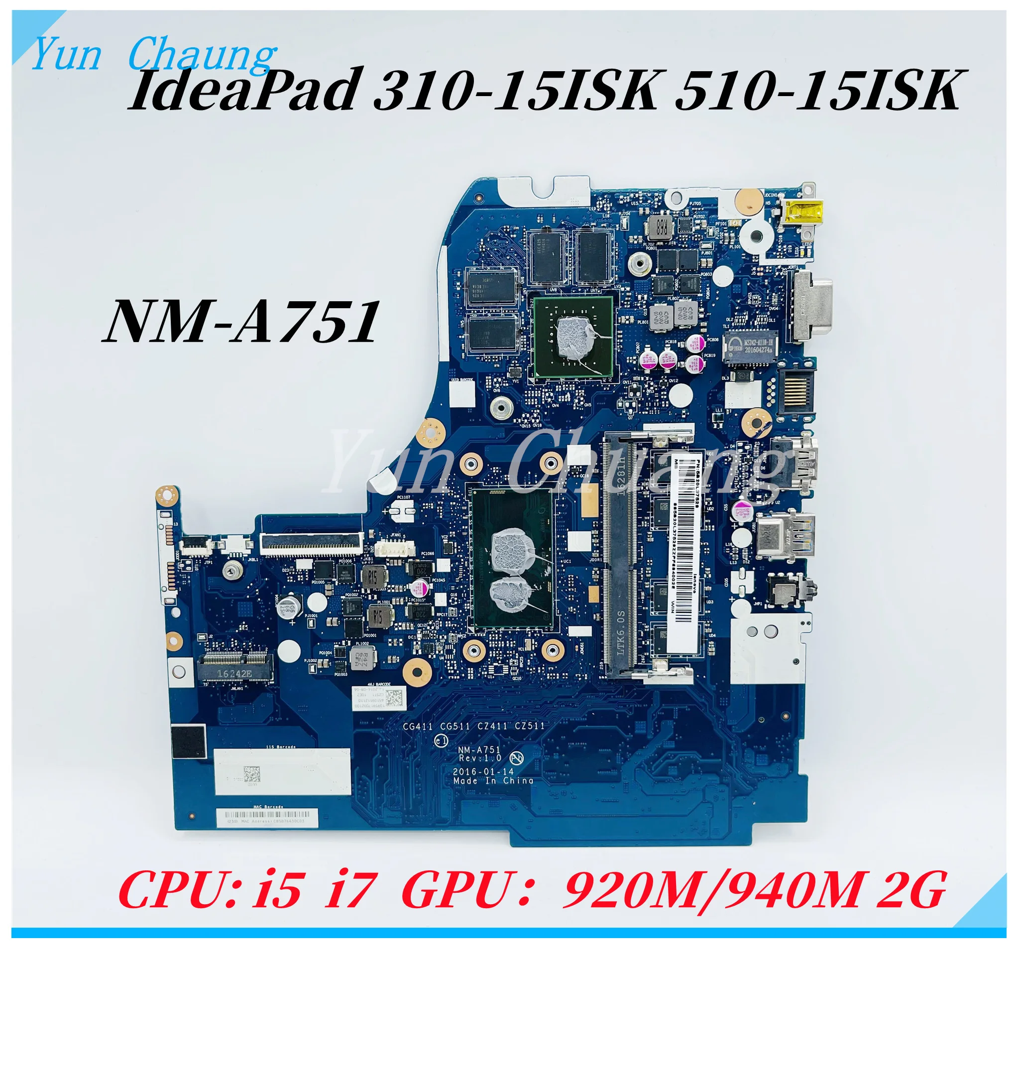 NM-A751 NM-A981 para Lenovo IdeaPad 310-15ISK 510-15ISK 310-15IKB 510-15IKB placa base para ordenador portátil con CPU i5/i7 2G GPU 4GM RAM DDR4