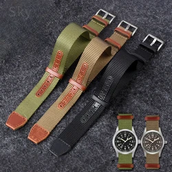 Waterproof Vintage Nylon Stitching 20 22mm Cowhide Watchband for Rolex Water Ghost Hamilton Field Men Integrated Watchbands