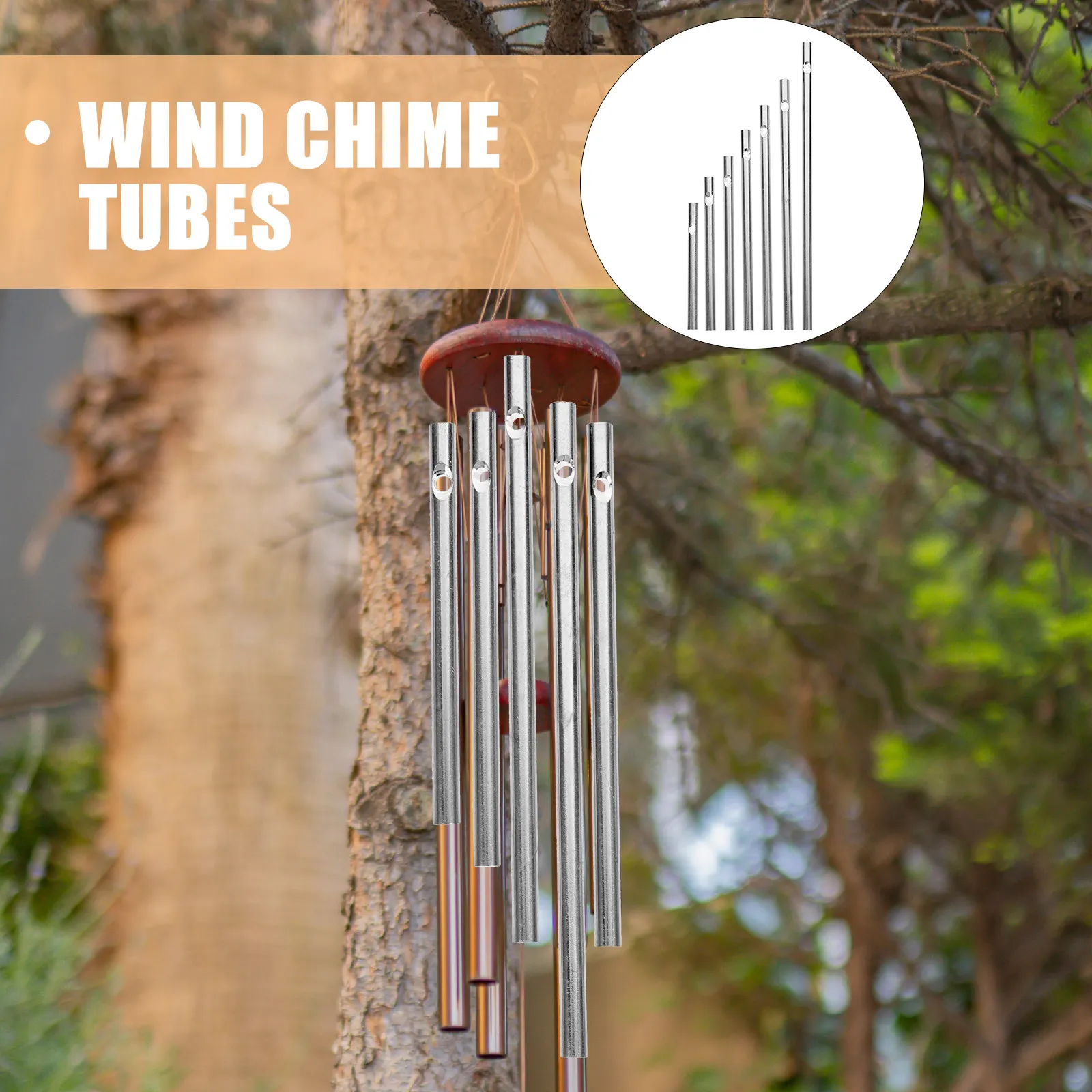 Aluminum Wind Chime Tubes 7 Pack DIY Hollow Metal Bars Replacement Parts for Home Garden Decor