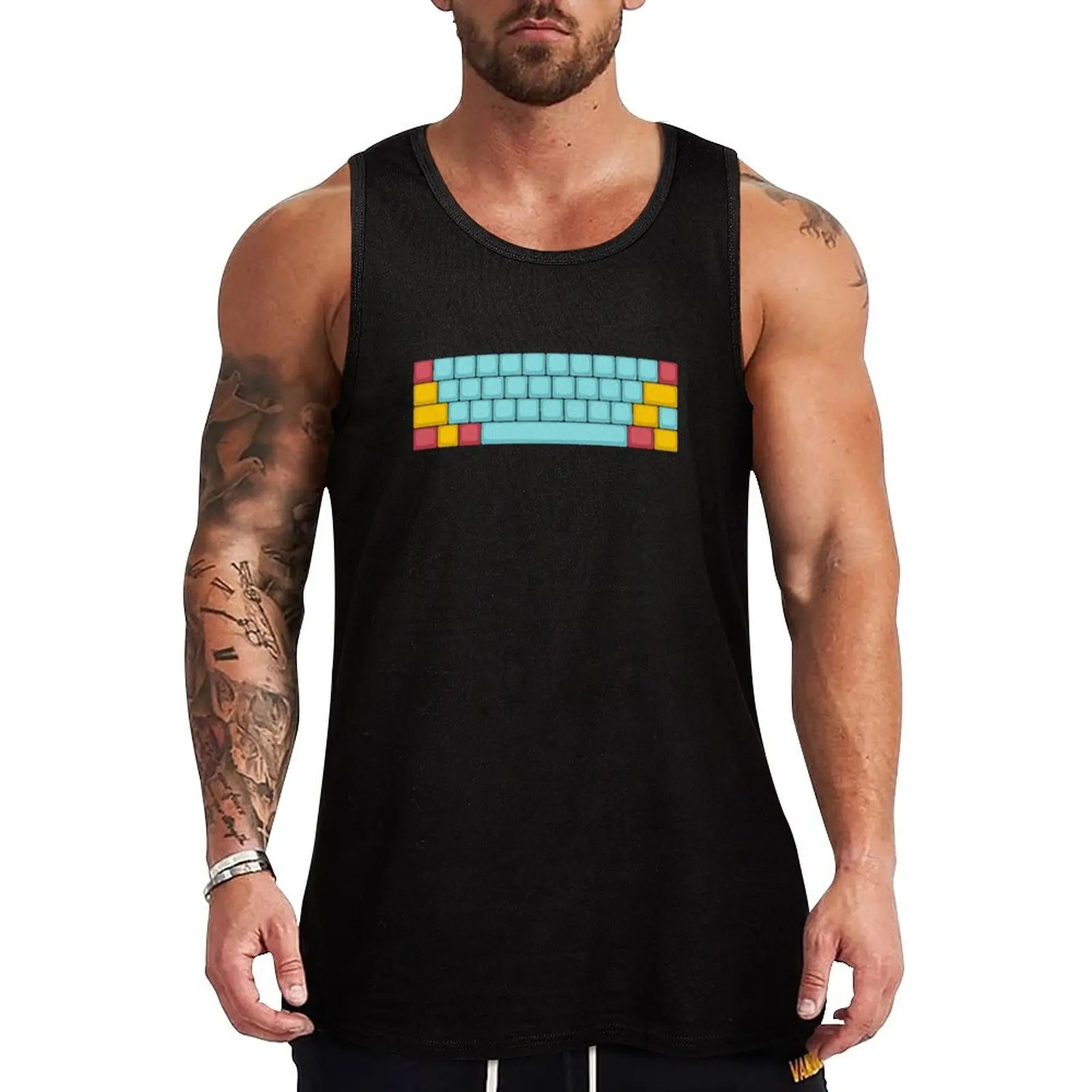 40 % Mechanical Keyboard Colorful Tank Top Japanese t-shirt bodybuilding men gym shirt men