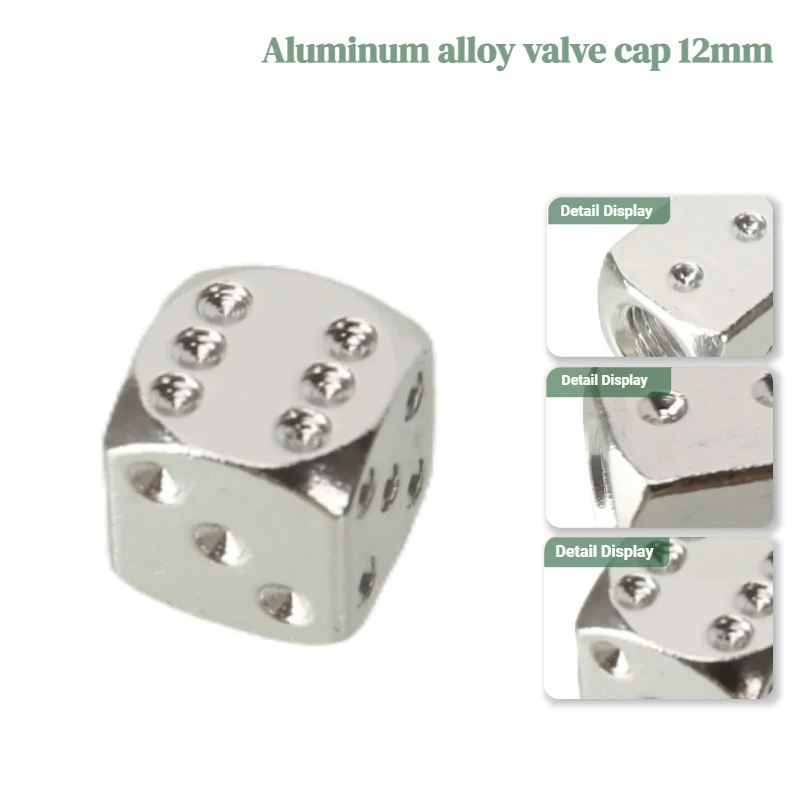 Scooter Go-Kart & All Tiress! Stylish & Durable 12mm Aluminum Alloy Dice Valve Caps - Universal For Motorcycle ATV rubber tire