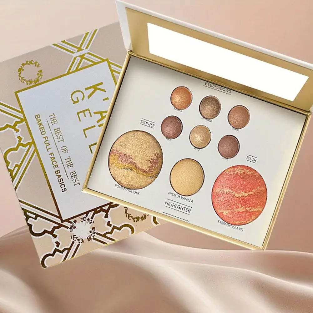 Make-up-Lidschatten-Palette, matt, leuchtend, schimmernd, glitzernd, leicht zu tragen, Highlight Blush Bronzer, professionelle All-in-One-Make-up-Palette