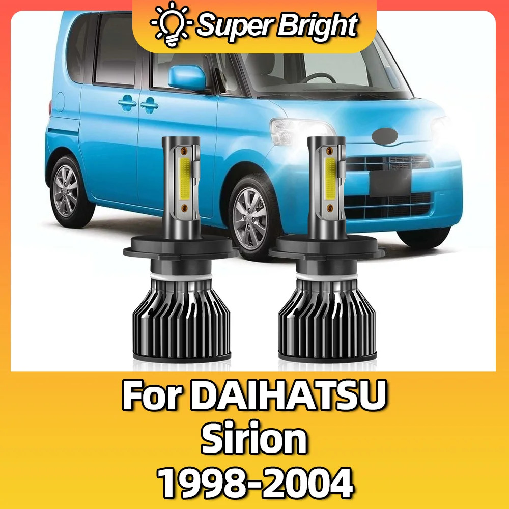 2PCS 10000LM 6000K 100W 12V COB Chips LED Headlights H4 LED Lamp Bulbs For DAIHATSU Sirion 1998 1999 2000 2001 2002 2003 2004